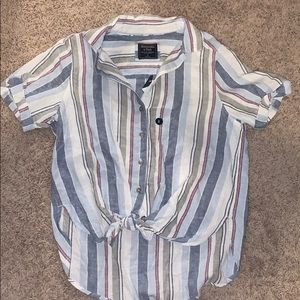 striped button up blouse